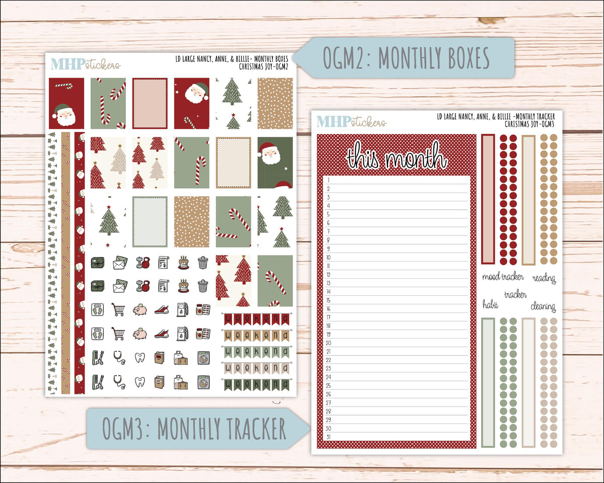 DECEMBER 2026 Stickers for Large Nancy, Anne, & Billie Planners. Laurel Denise Planners. "Christmas Joy" || OG