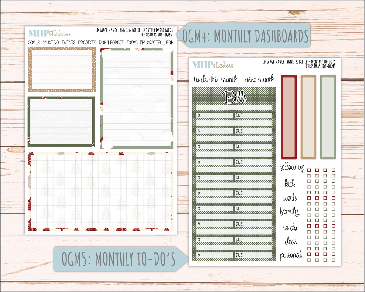DECEMBER 2026 Stickers for Large Nancy, Anne, & Billie Planners. Laurel Denise Planners. "Christmas Joy" || OG