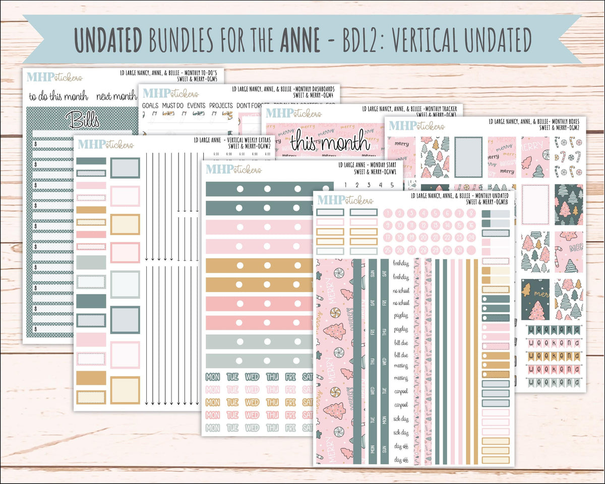 DECEMBER 2026 Stickers for Large Nancy, Anne, & Billie Planners. Laurel Denise Planners. "Sweet and Merry" || OG