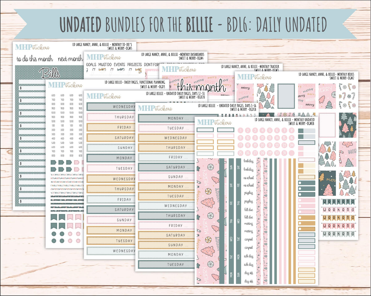 DECEMBER 2026 Stickers for Large Nancy, Anne, & Billie Planners. Laurel Denise Planners. "Sweet and Merry" || OG