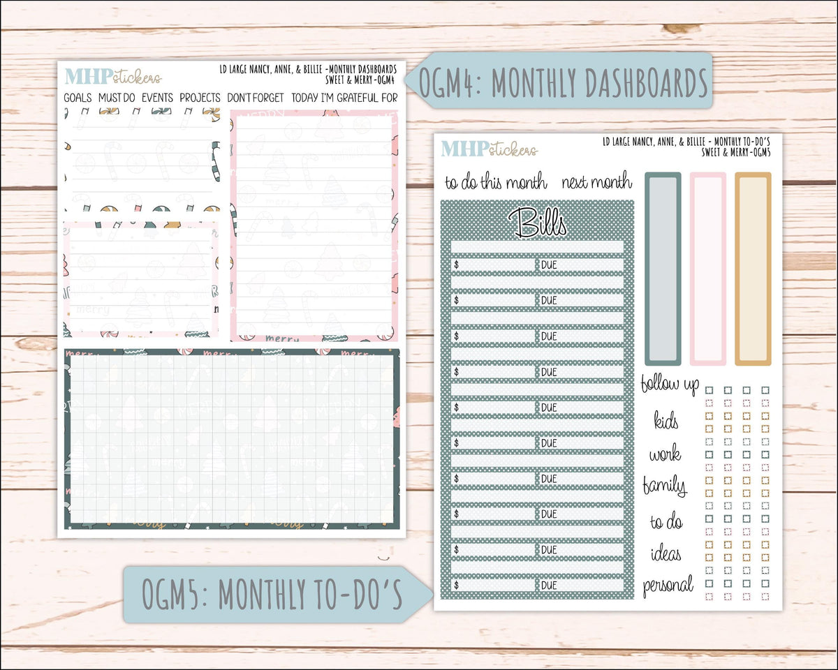 DECEMBER 2026 Stickers for Large Nancy, Anne, & Billie Planners. Laurel Denise Planners. "Sweet and Merry" || OG