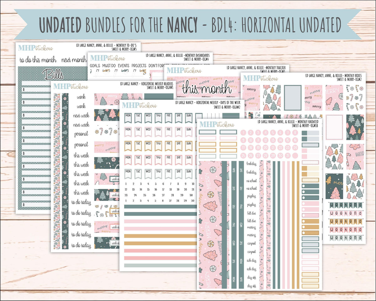 DECEMBER 2026 Stickers for Large Nancy, Anne, & Billie Planners. Laurel Denise Planners. "Sweet and Merry" || OG