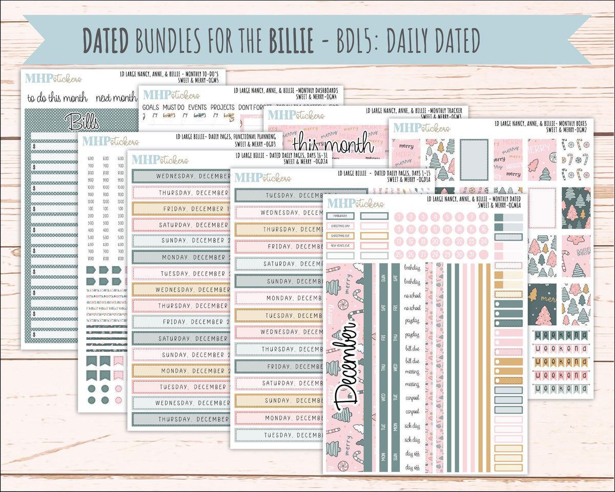 DECEMBER 2026 Stickers for Large Nancy, Anne, & Billie Planners. Laurel Denise Planners. "Sweet and Merry" || OG