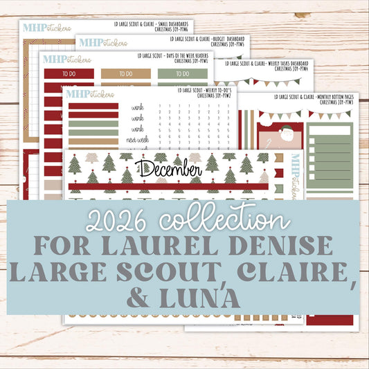 DECEMBER 2026 Stickers for the Large Scout, Large Claire, and Large Luna Laurel Denise Planners "Christmas Joy" || PT
