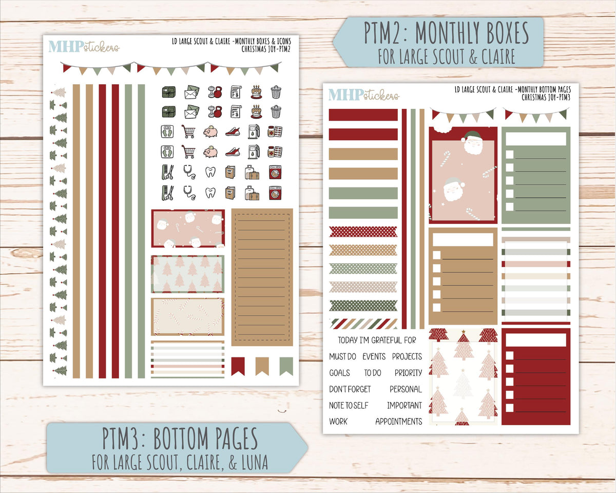 DECEMBER 2026 Stickers for the Large Scout, Large Claire, and Large Luna Laurel Denise Planners "Christmas Joy" || PT