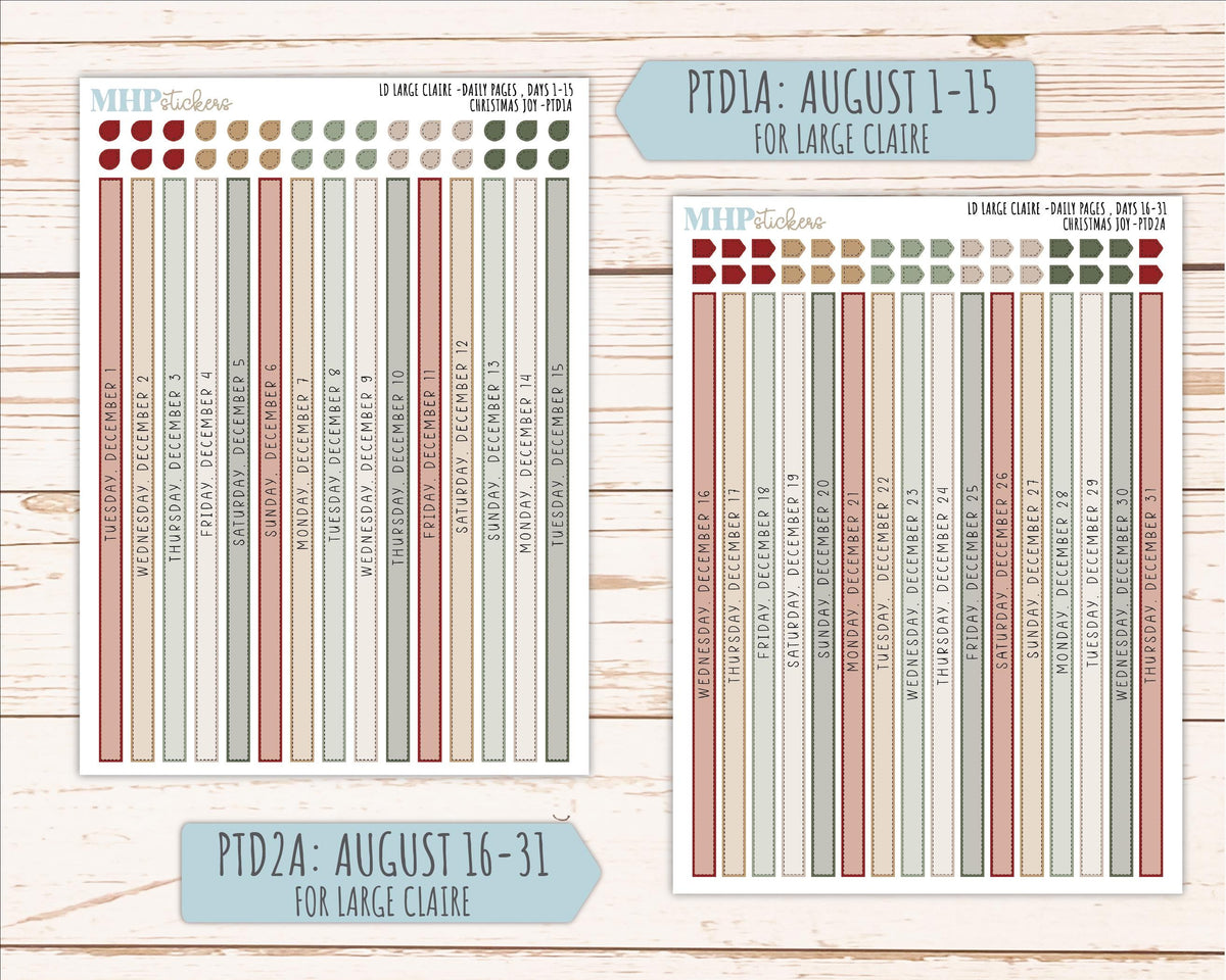DECEMBER 2026 Stickers for the Large Scout, Large Claire, and Large Luna Laurel Denise Planners "Christmas Joy" || PT