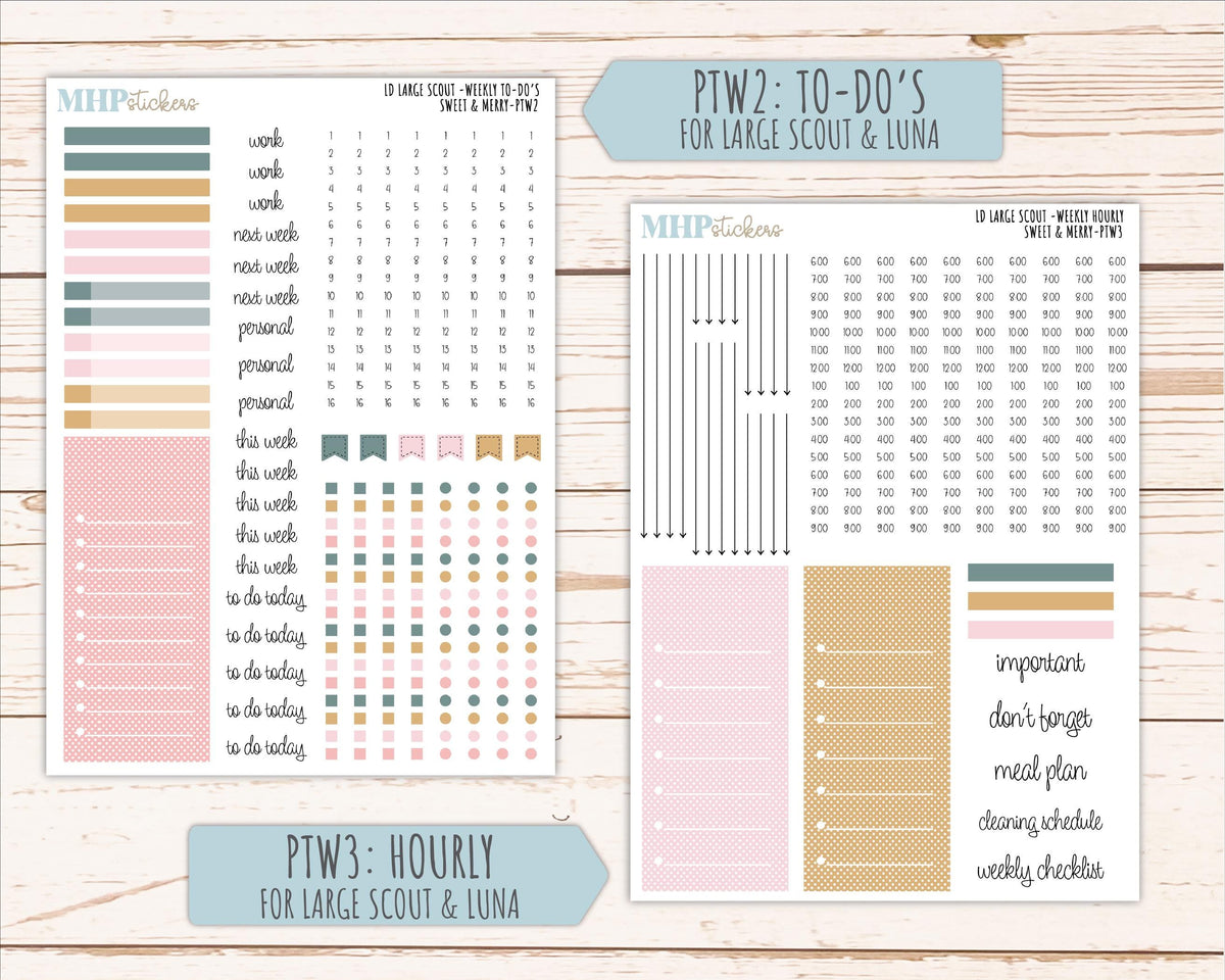 DECEMBER 2026 Stickers for the Large Scout, Large Claire, and Large Luna Laurel Denise Planners "Sweet & Merry" || PT