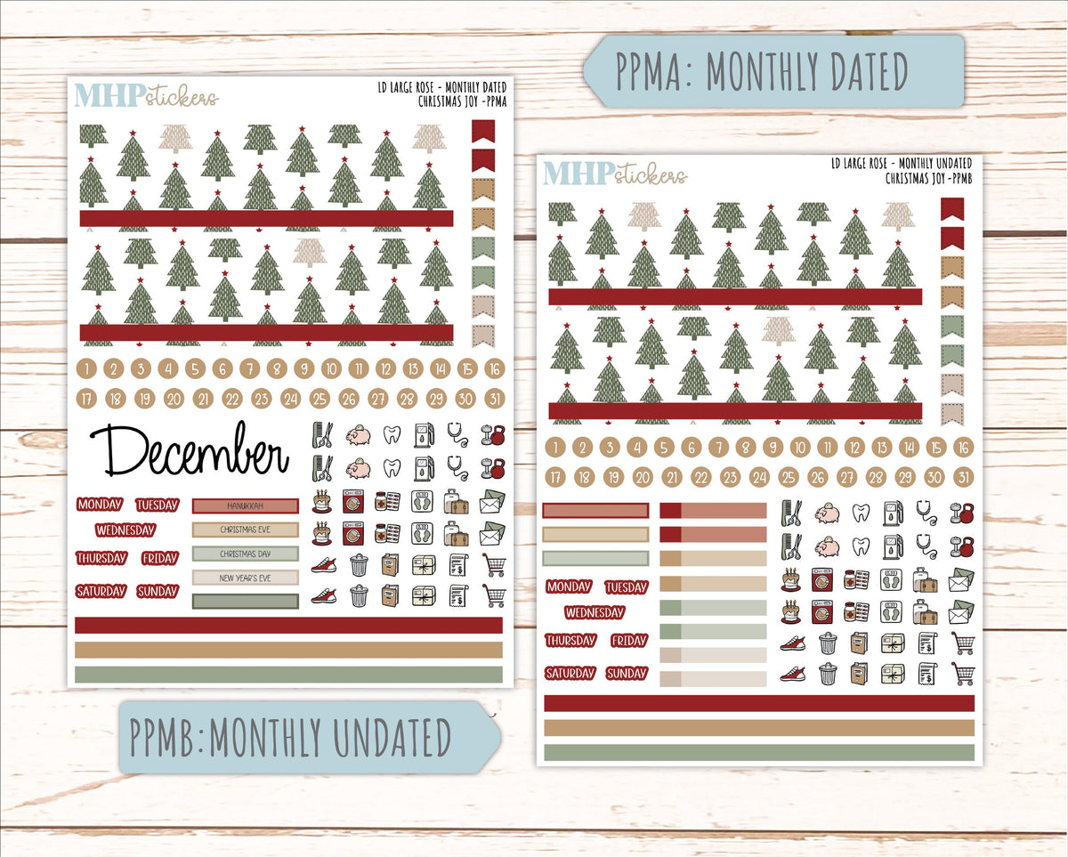 DECEMBER 2026 Stickers for the Large Rose Laurel Denise Planner. "Christmas Joy" || PP