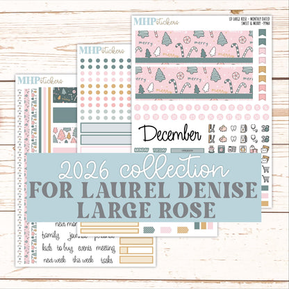 DECEMBER 2026 Stickers for the Large Rose Laurel Denise Planner. "Sweet & Merry" || PP