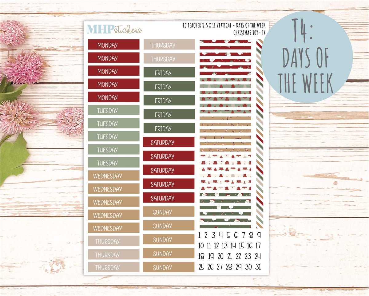 DECEMBER Stickers for EC Teacher Lesson Planner - Vertical Layout. 2026 Collection "Christmas Joy" || ECTV