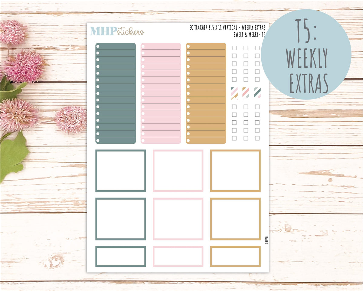 DECEMBER Stickers for EC Teacher Lesson Planner - Vertical Layout. 2026 Collection "Sweet & Merry" || ECTV