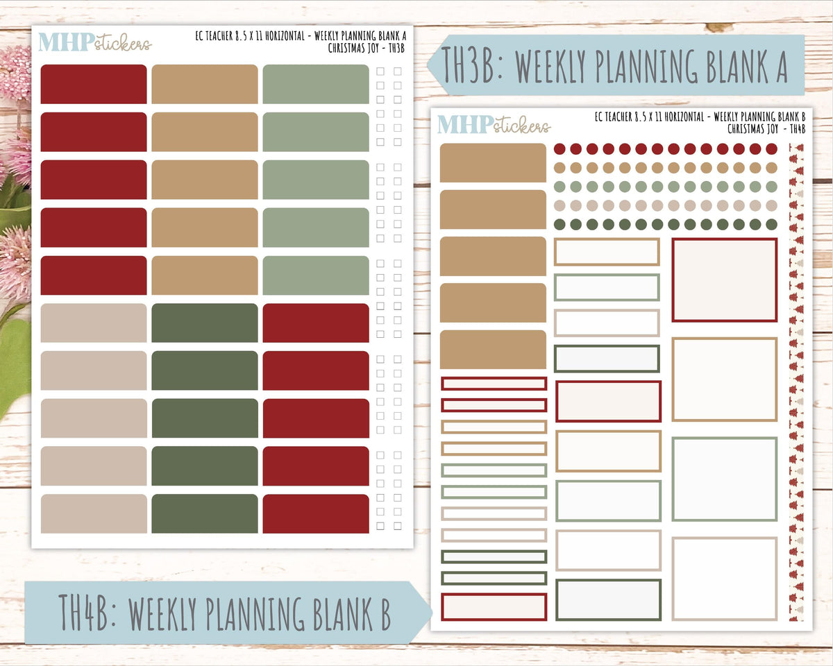 DECEMBER Stickers for EC Teacher Lesson Planner - Horizontal Layout. 2026 Collection "Christmas Joy" || ECTH