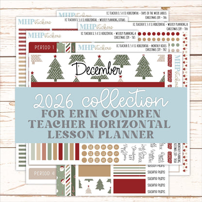 DECEMBER Stickers for EC Teacher Lesson Planner - Horizontal Layout. 2026 Collection "Christmas Joy" || ECTH
