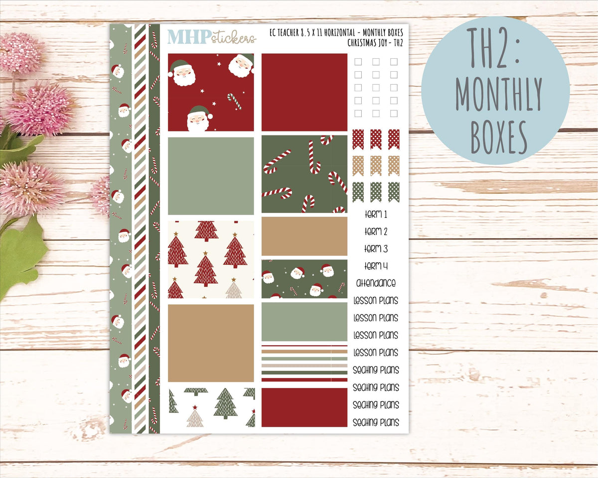 DECEMBER Stickers for EC Teacher Lesson Planner - Horizontal Layout. 2026 Collection "Christmas Joy" || ECTH