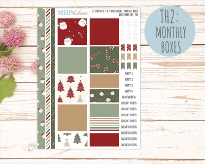 DECEMBER Stickers for EC Teacher Lesson Planner - Horizontal Layout. 2026 Collection "Christmas Joy" || ECTH