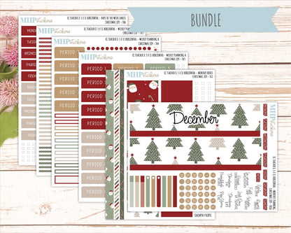 DECEMBER Stickers for EC Teacher Lesson Planner - Horizontal Layout. 2026 Collection "Christmas Joy" || ECTH