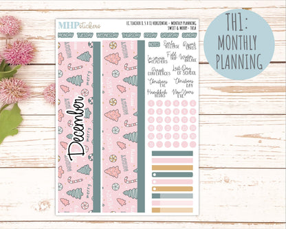 DECEMBER Stickers for EC Teacher Lesson Planner - Horizontal Layout. 2026 Collection "Sweet & Merry" || ECTH