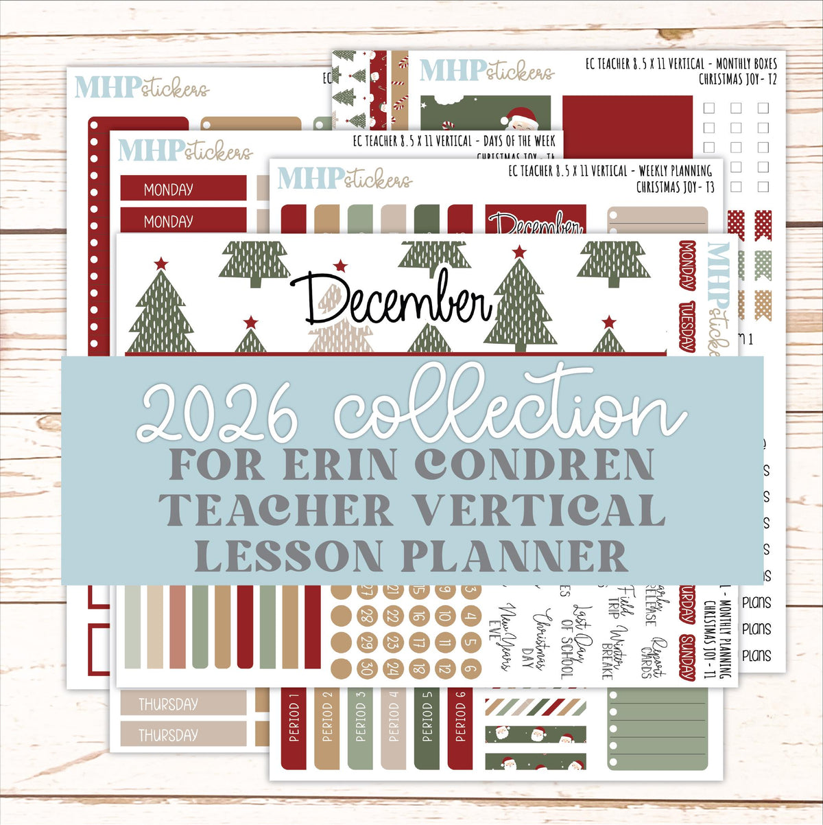 DECEMBER Stickers for EC Teacher Lesson Planner - Vertical Layout. 2026 Collection "Christmas Joy" || ECTV