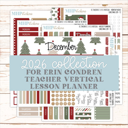 DECEMBER Stickers for EC Teacher Lesson Planner - Vertical Layout. 2026 Collection "Christmas Joy" || ECTV