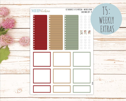 DECEMBER Stickers for EC Teacher Lesson Planner - Vertical Layout. 2026 Collection "Christmas Joy" || ECTV
