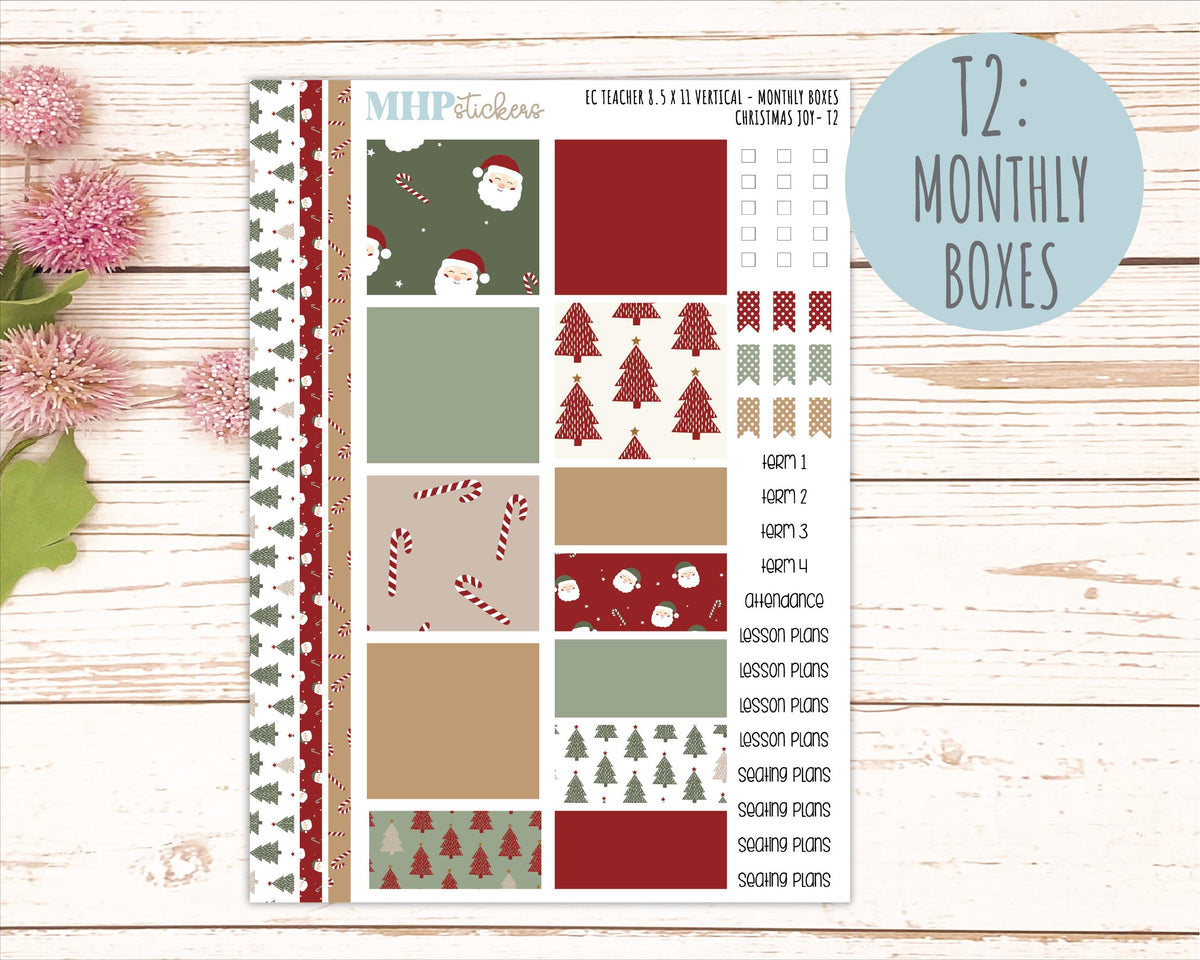 DECEMBER Stickers for EC Teacher Lesson Planner - Vertical Layout. 2026 Collection "Christmas Joy" || ECTV