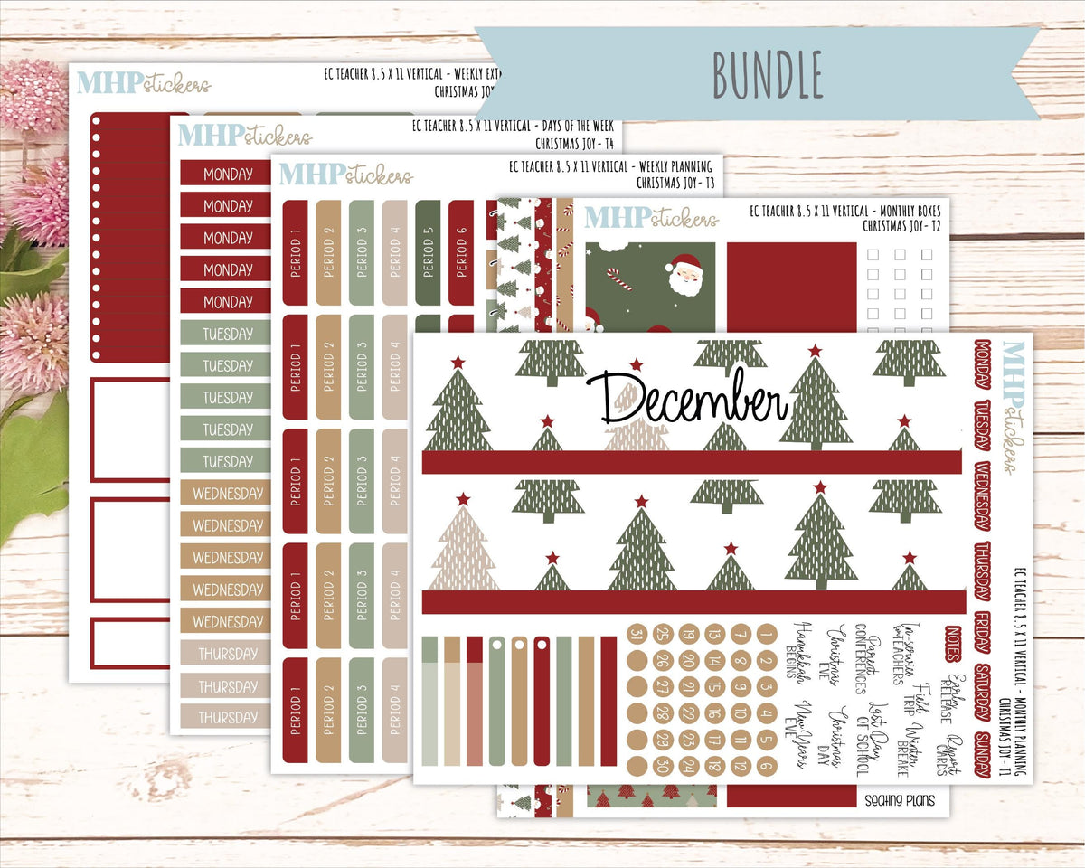 DECEMBER Stickers for EC Teacher Lesson Planner - Vertical Layout. 2026 Collection "Christmas Joy" || ECTV