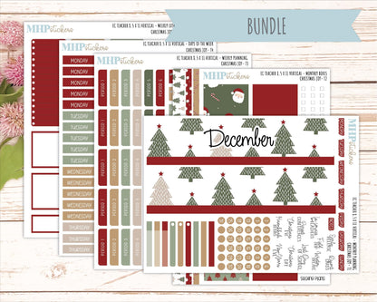 DECEMBER Stickers for EC Teacher Lesson Planner - Vertical Layout. 2026 Collection "Christmas Joy" || ECTV