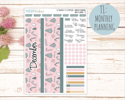 DECEMBER Stickers for EC Teacher Lesson Planner - Vertical Layout. 2026 Collection "Sweet & Merry" || ECTV