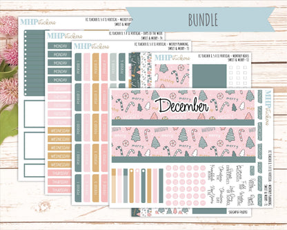 DECEMBER Stickers for EC Teacher Lesson Planner - Vertical Layout. 2026 Collection "Sweet & Merry" || ECTV