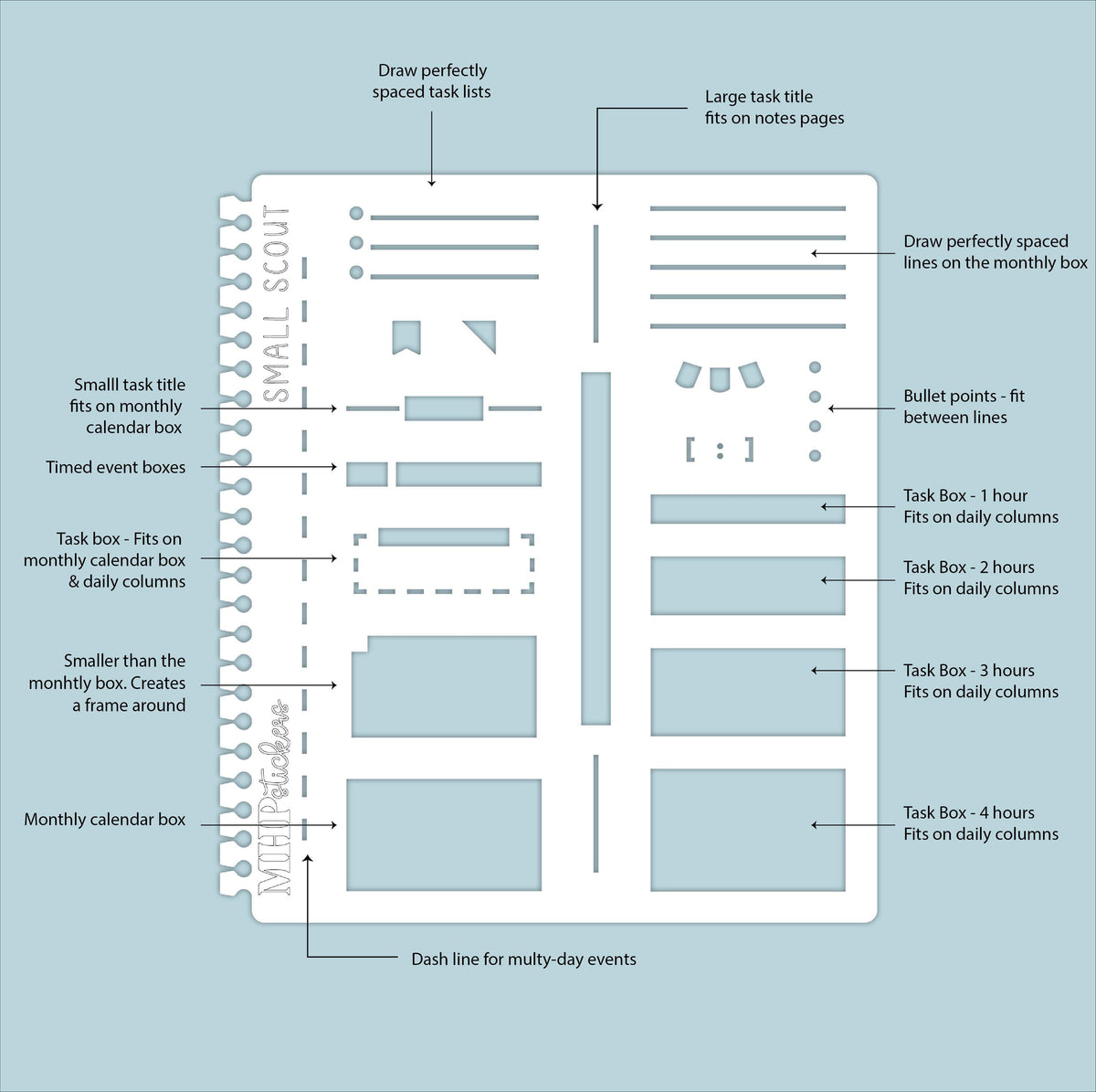 STENCIL #9 for the Small Laurel Denise Planner The Scout || STL