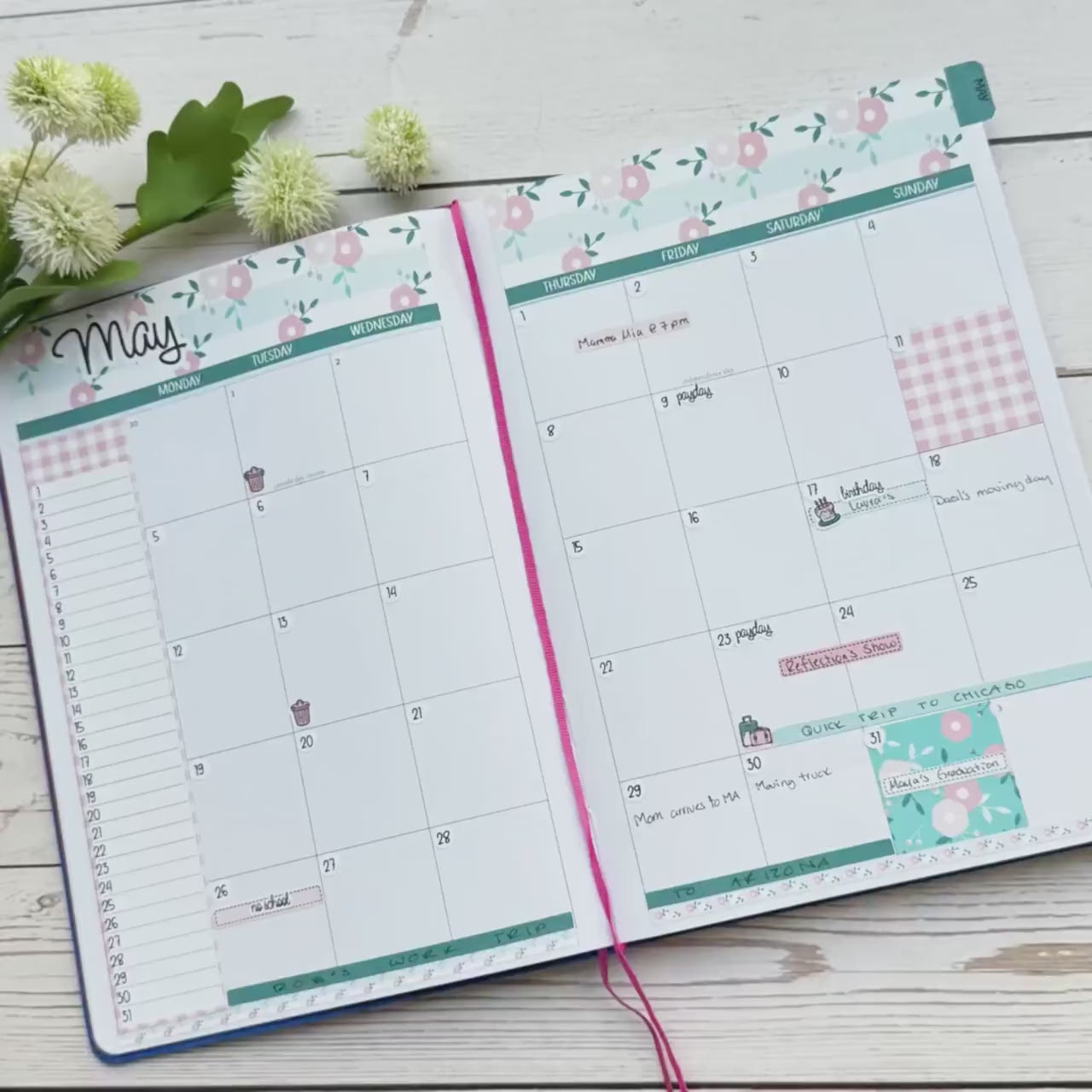 June 2025 Stickers for Laurel Denise BOOK BOUND Planner. "Floral Confetti" || BB