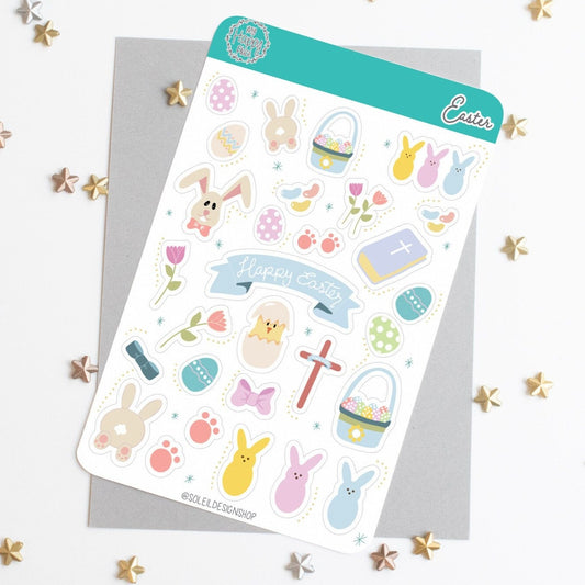 Easter Sticker Sheet. Easter Egg and Bully Stickers for Bullet Journals, Planners, and Scrapbooking || HO905