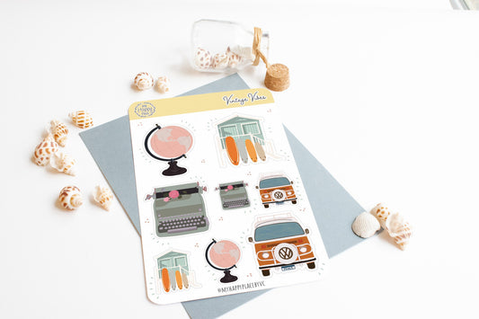 Vintage Vibes Sticker Sheet. Planner Stickers for Bullet Journals, Calendars, and Scrapbooking. College Planner Stickers || HO900