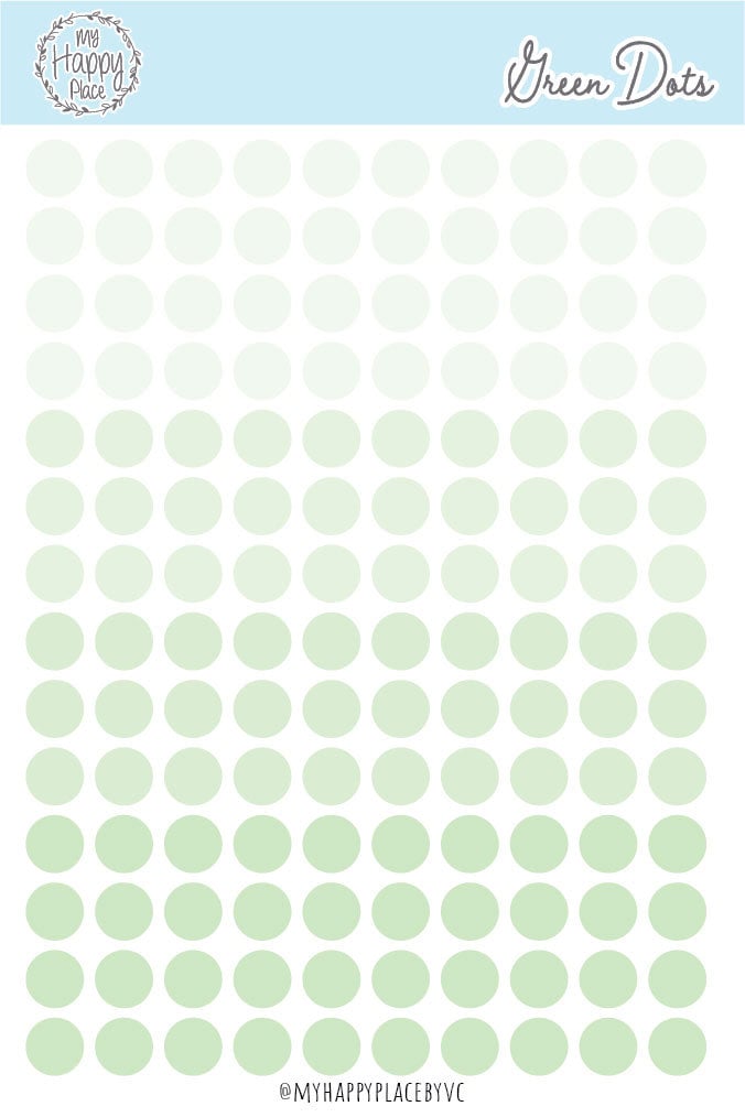 Green Dots Planner Stickers for Bullet Journals, Planners and College Planner Sticker || H511-GRN