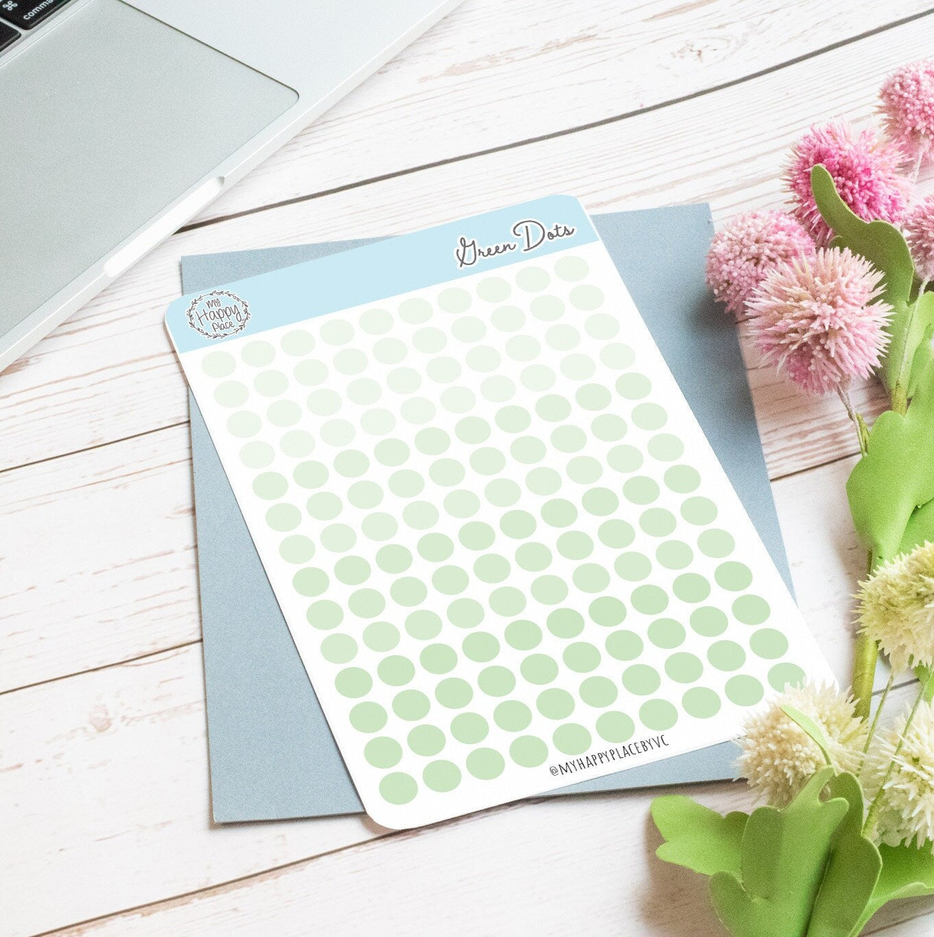 Green Dots Planner Stickers for Bullet Journals, Planners and College Planner Sticker || H511-GRN