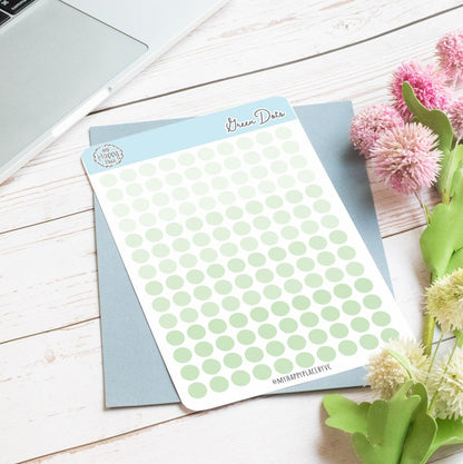 Green Dots Planner Stickers for Bullet Journals, Planners and College Planner Sticker || H511-GRN