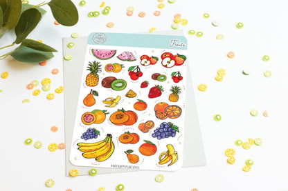 Fruits Stickers Sheet. Planner Stickers,  Great for Bullet Journal, Scrapbooking, and Card Making || HO907