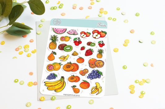 Fruits Stickers Sheet. Planner Stickers,  Great for Bullet Journal, Scrapbooking, and Card Making || HO907