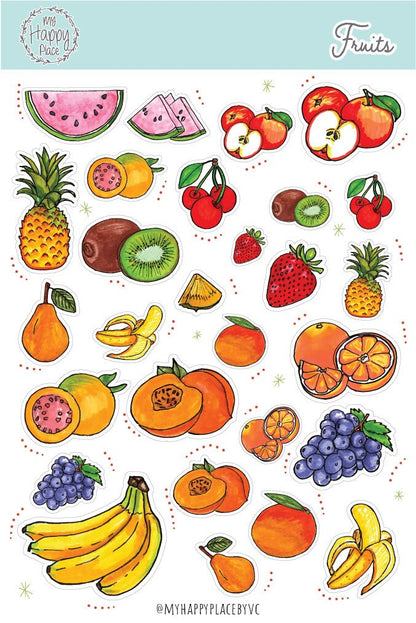 Fruits Stickers Sheet. Planner Stickers,  Great for Bullet Journal, Scrapbooking, and Card Making || HO907