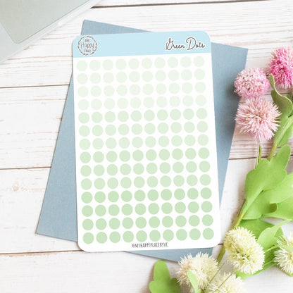 Green Dots Planner Stickers for Bullet Journals, Planners and College Planner Sticker || H511-GRN