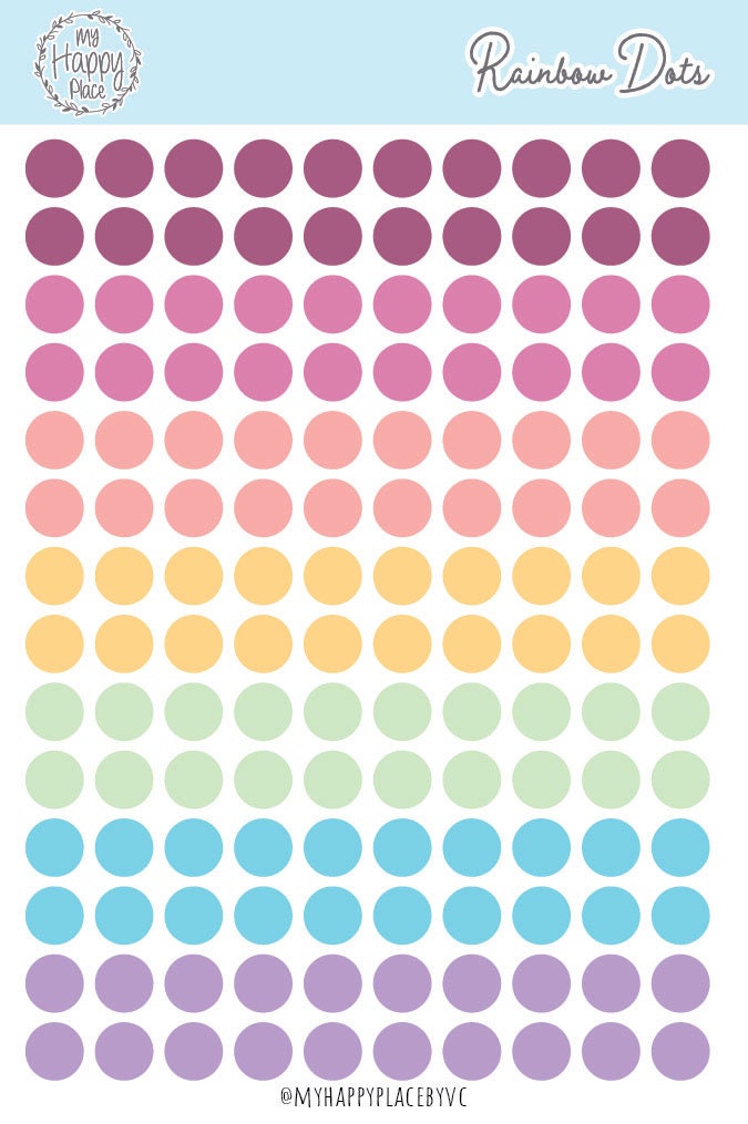 Rainbow Dots Planner Stickers for Bullet Journals, Planners and College Planner Sticker || H511-RNW
