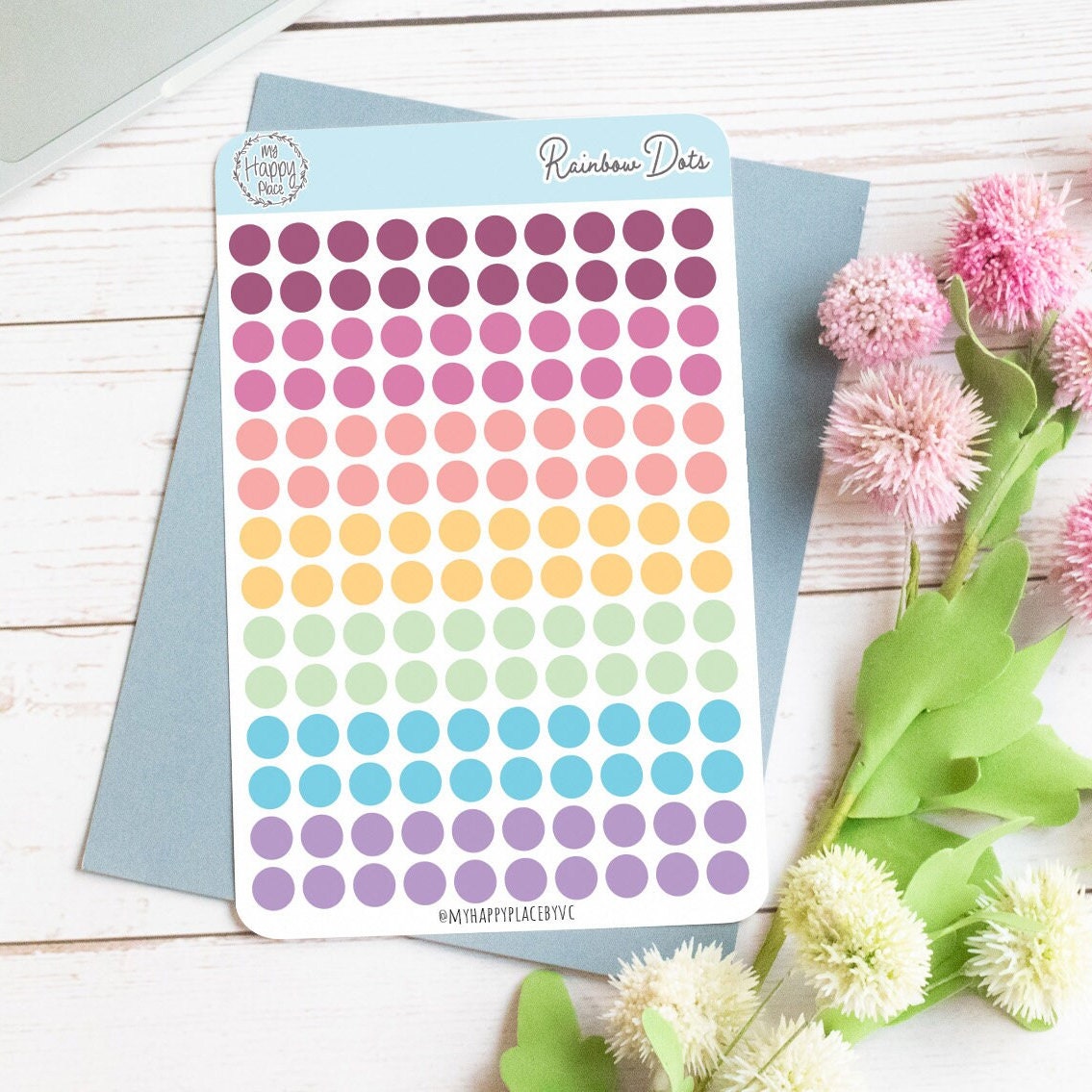 Rainbow Dots Planner Stickers for Bullet Journals, Planners and College Planner Sticker || H511-RNW