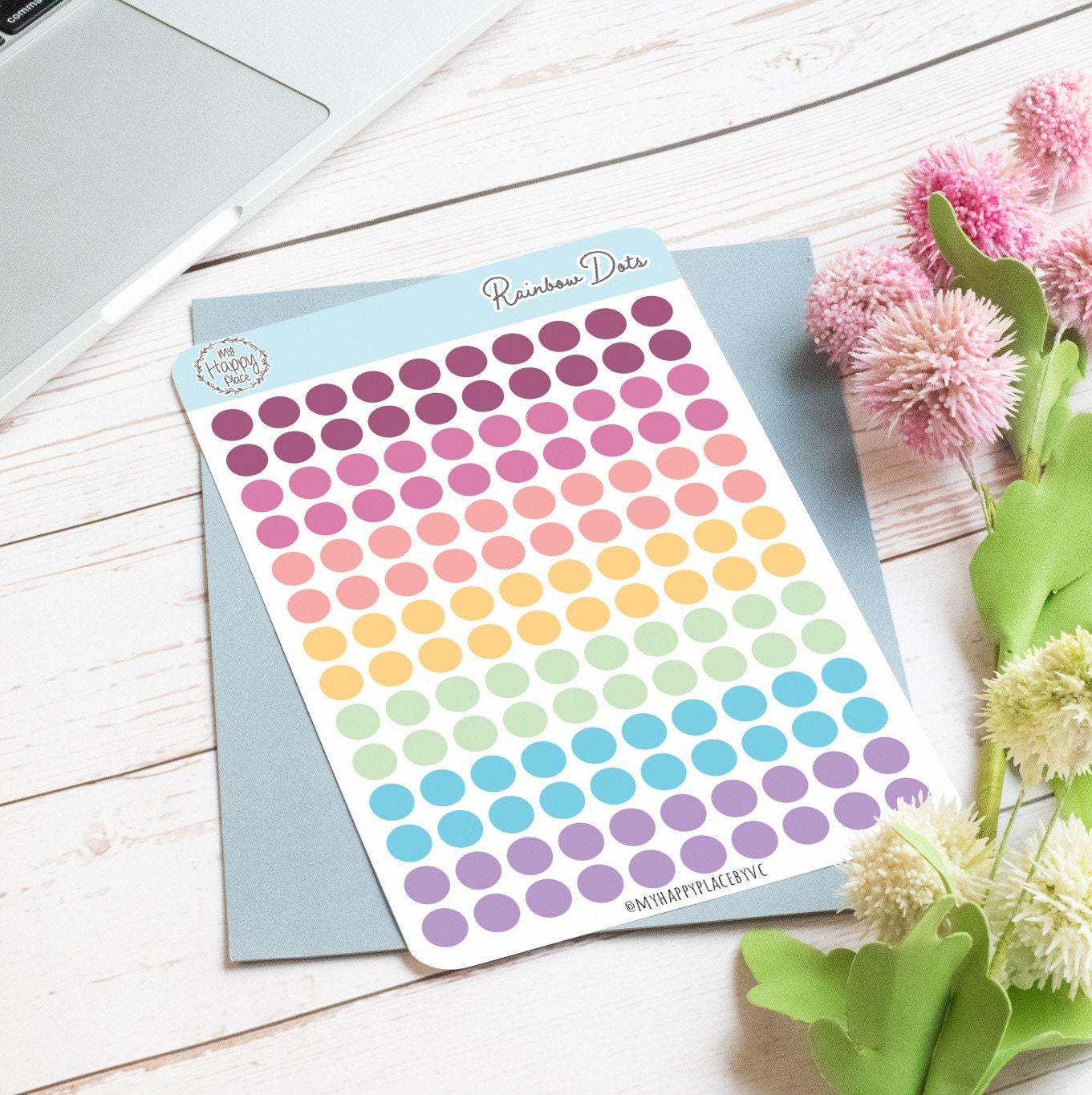 Rainbow Dots Planner Stickers for Bullet Journals, Planners and College Planner Sticker || H511-RNW