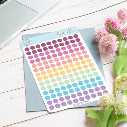 Rainbow Dots Planner Stickers for Bullet Journals, Planners and College Planner Sticker || H511-RNW