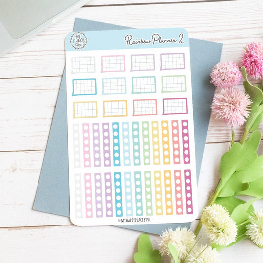 Rainbow Planner Stickers for Bullet Journals and Planners || H510-2