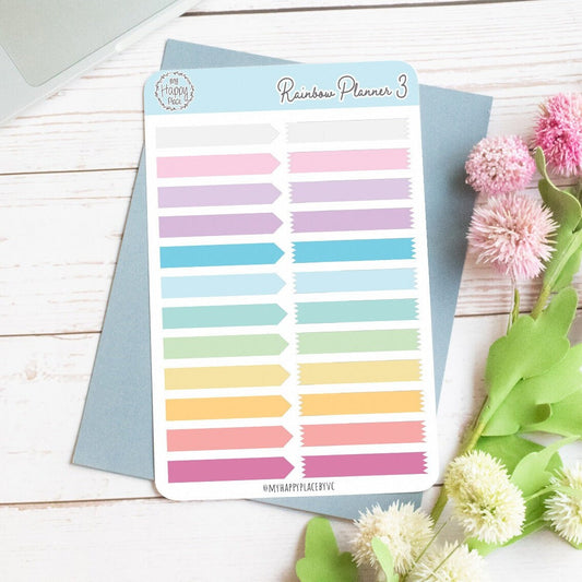 Rainbow Planner Stickers for Bullet Journals and Planners || H510 - 3