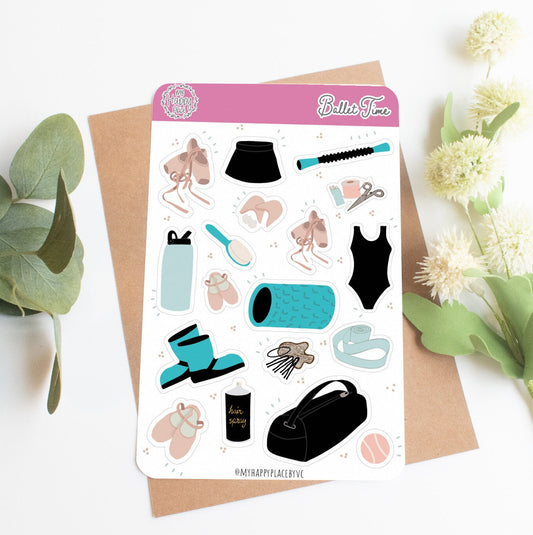 Ballet Sticker Sheet. Planner Stickers for Bullet Journals, Calendars, and Scrapbooking. College Planner Stickers || HO909