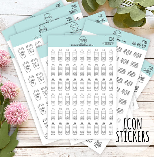 Icons Stickers for College Planner, Calendars, Teacher Planner, and Bullet Journals || H520