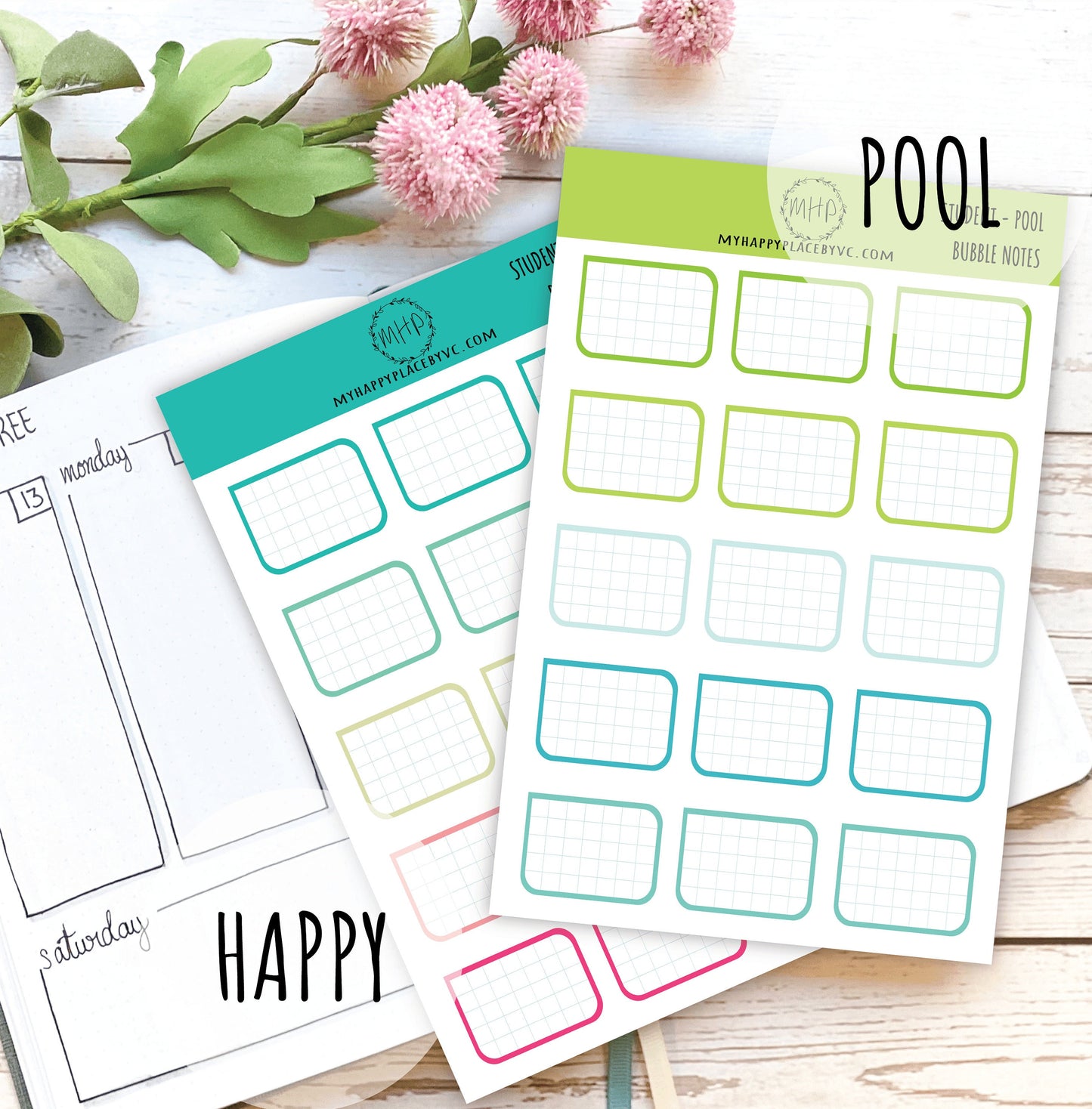 Bubble Notes Stickers for Planners and Bullet Journals || F714