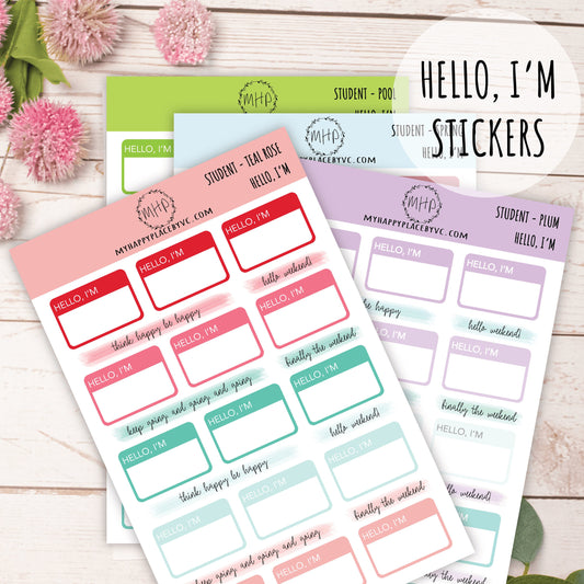 HELLO, I'M Planner Stickers. Stickers for Planners and Bullet Journals || F712